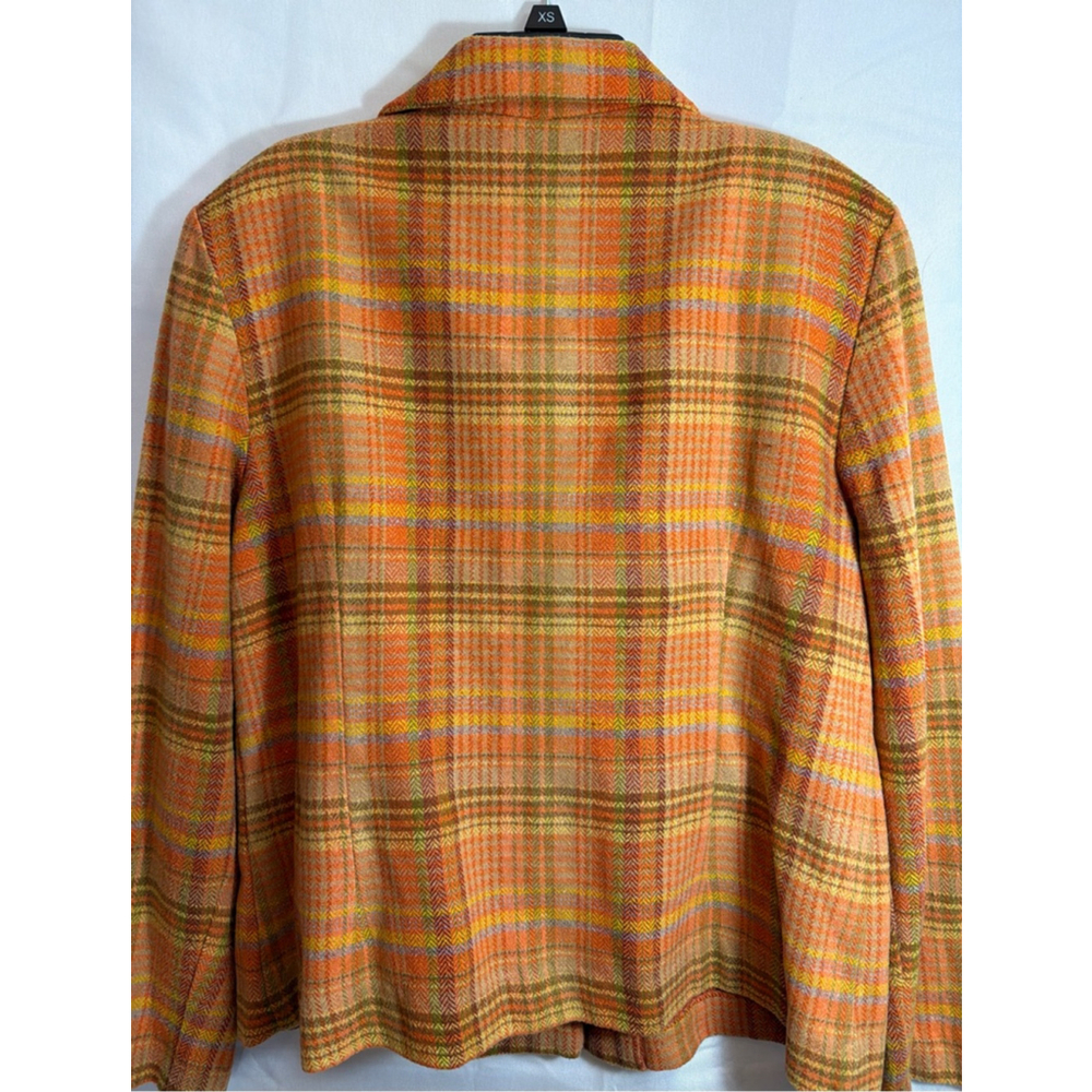 Plaid Wool Blend Women’s Jacket Blazer Large Preppy Academia Workwear Collegiate - Picture 5 of 8